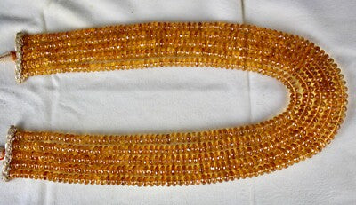 Certified Natural Yellow Citrine Faceted Beads Necklace 5 L 834 Ct For Women