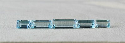 Certified Natural Aquamarine Baguette Cut 5 Pcs 5.99 Ct Gemstone Ring Pendant