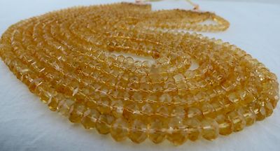 Certified Natural Citrine Faceted Beads Round Necklace 885 Ct Gemstone String