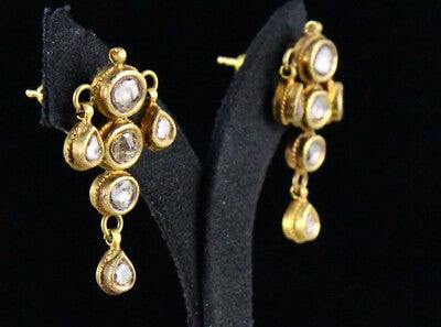 Certified Natural Diamond 22k Yellow Gold Jadau Antique Necklace Set 10ct