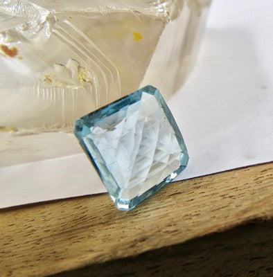 Natural Blue Aquamarine 4.76 Ct Square Cut Gemstone Ring Pendant Design