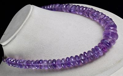 Amethyst Beads Faceted Round Necklace 1 L 805 Ct Purple Gemstone Fashion
