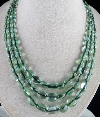 Certified Vintage Natural Emerald 396 Ct Beads Long Colombian Mines Necklace