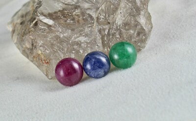 Certified Natural Rubies Emerald Blue Sapphire 41ct Round Gem 14mm