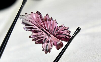 Natural Pink Tourmaline 14.13 Ct Carved Leaves Gemstone Ring Pendant Designing