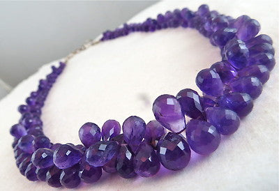 Natural Amethyst 375 Ct Teardrop Purple Gemstone Sterling Silver Party Necklace