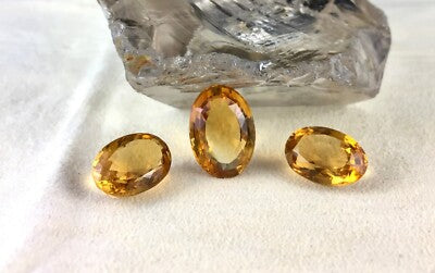 Natural Yellow Citrine 26.32ct Oval Cut 3pcs Gemstone Earrings Pendant Set