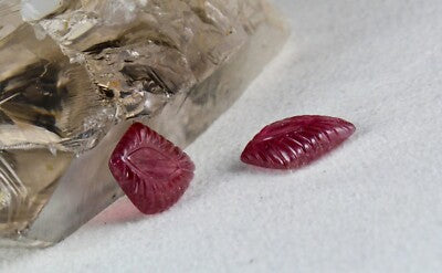 Natural Pink Tourmaline Carved Leaves Gemstone For Earring Design 21.63 Ct