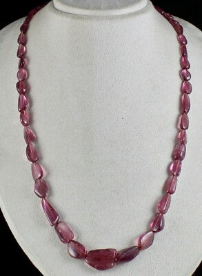 Certified 27" Long Natural Pink Tourmaline Beads 311 Ct Gemstone Necklace