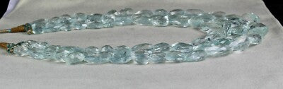 Certified Natural Blue Aquamarine Bead Necklace 1228 Ct Tumble Facets For Women