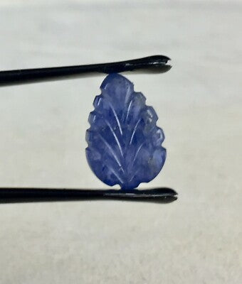 Natural Blue Sapphire 3.44 Ct Carved Leaf Unheated Burma Gem Ring, Pendant