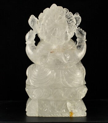 Certified Natural Rock Crystal Quartz 49865 Ct 12" Lord Ganesha Statue Decor