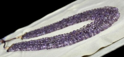 Antique Natural Amethyst Melon Beads Necklace 947 Ct Purple Gemstone