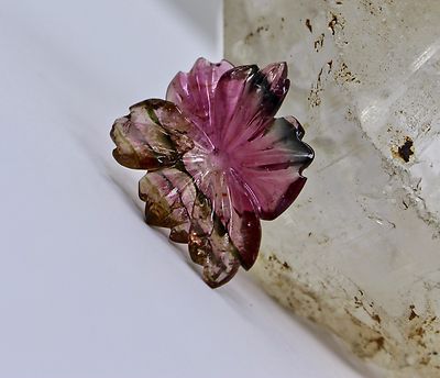 Natural Multi Tourmaline 16 Ct Carved Flower Gemstone For Ring Pendant