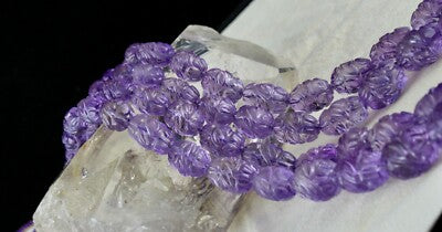 Certified Natural Amethyst Carved Beads Necklace 797 Ct Gemstone Important