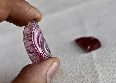 Natural Multi Colour Tourmaline 23.71 Cts Carved Gemstone Pendant Earring