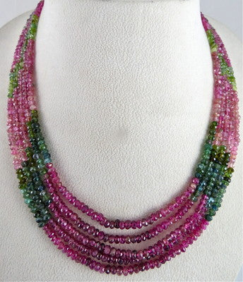 Natural Multi Tourmaline 5 L Faceted Round Beads Necklace 289 Ct