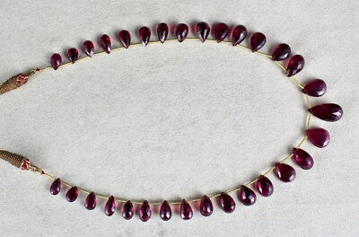 Certified Natural Pink Tourmaline Rubellite 125 Ct Bead Briolette Necklace