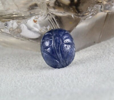 Certified Natural Unheated Blue Sapphire Carved Oval Gem 16.63ct Ring Pendant