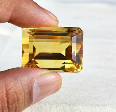 Certified Natural Citrine 114ct Topaz 29x22 Mm Rectangle Gemstone For Pendant