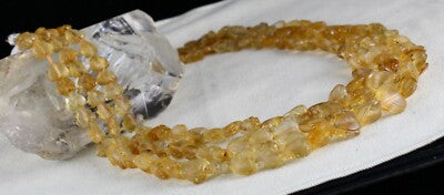 Certified Natural Citrine Heart Beads 552ct Yellow Gemstone Vintage Necklace