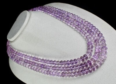 Certified Natural Pink Amethyst Faceted Beads Round 1466 Ct Necklace For Women