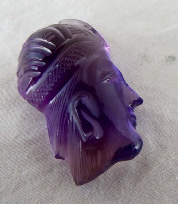 Natural Brazilian Amethyst Carved Face 53ct Gemstone Pendant 34mm Design