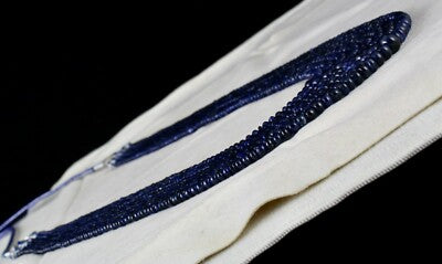 Certified Natural Blue Sapphire 643 Ct Round Beads Gemstone Necklace 621 Ct