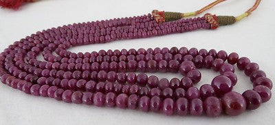 Certified Natural Ruby 333 Ct Beads Round Gemstone Necklace For Women