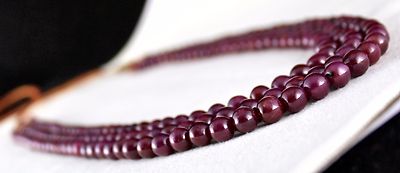 Certified Natural Red Ruby Necklace 638ct Round Beads Precious Gemstone 3l