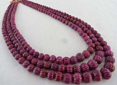 Certified Estate Natural Unheat Ruby 621ct Melon Beads Necklace For Women