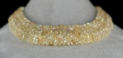 Citrine Melon Carved Beads Necklace 778 Ct Semi Precious Gemstone Beaded