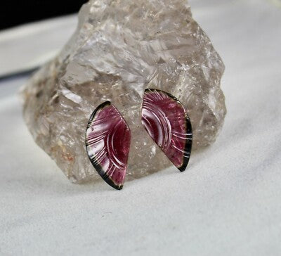 Natural Multi Tourmaline 34.97ct 4 Pcs Carved Gemstone For Earring Design