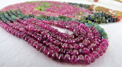 Natural Multi Tourmaline 5 L Faceted Round Beads Necklace 289 Ct