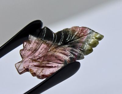 27x18 Mm Multi Tourmaline 10.68ct Carved Leaf Gemstone Ring Pendant