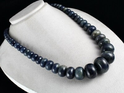 Dyed Sapphire Corundum 2078ct Round Beads Necklace Big Gemstone 1 Line