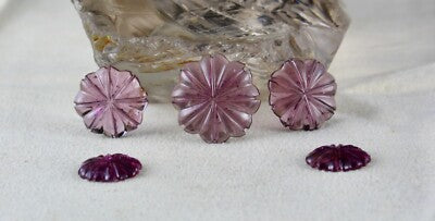 Natural Pink Tourmaline 5 Pcs Carved Flower Gemstone Set 37.10ct Designing