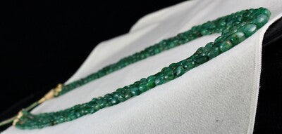Certified Antique Natural Emerald Necklace 328ct Precious Gem Beaded Strings