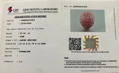 Gtl Certified Natural Pink Tourmaline 57.64 Ct Grapes Carved Gemstone Pendant