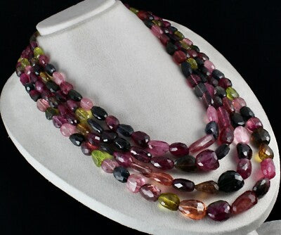 Certified Natural Multi Tourmaline Nugget Beads Necklace 4 L 2221 Ct For Women