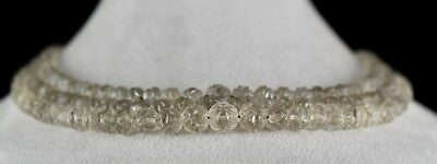 Natural Smoky Quartz Necklace Carved 410ct Gemstone Antique 3 Line Beads