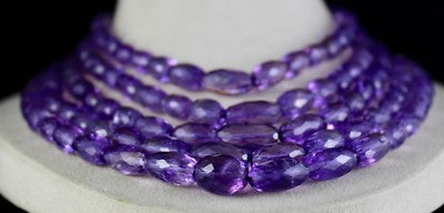 Certified Natural Amethyst 1619 Ct Oval Faceted Beads Fashion Necklace For Women