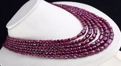 Certified Natural Untreated Ruby 1097 Ct Tumble Long Beads Red Gemstone Necklace
