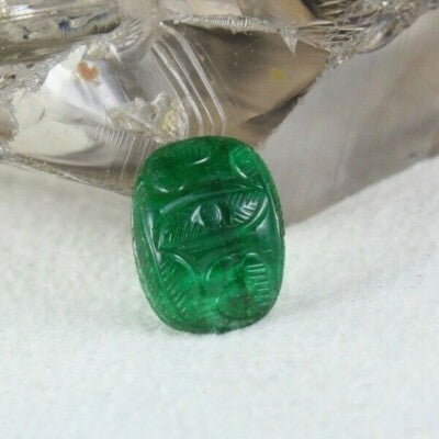 Natural Zambia Emerald 7.09ct Carved Cabochon Gemstone Ring Pendant