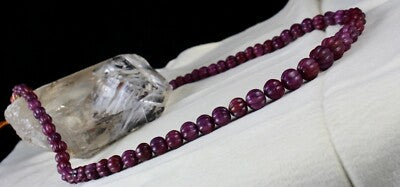Certified Natural Unheat Ruby Carved 513ct Melon Gemstone Beads Necklace
