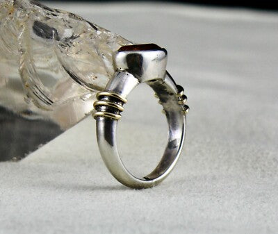 Ladies Antique Yellow Citrine 10ct Sterling Silver 18k Gold Ring For Wedding