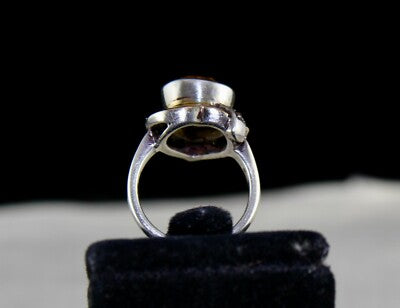 Antique Natural Yellow Citrine 10ct Heart Cut 18k Gold Silver Victorian Ring