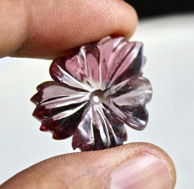 Natural Tourmaline Carved Flower Gemstone 24.40 Ct Ring Pendant Design For Women