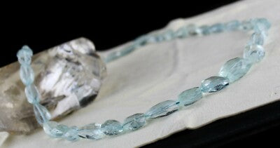 Certified Natural Aquamarine 470ct Faceted Beads Sterling Silver Necklace