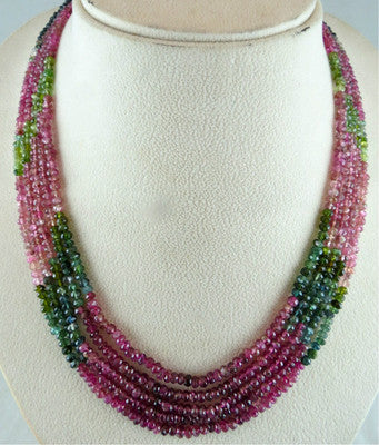 Natural Shaded Multi Tourmaline Faceted Round Beads Necklace 289 Ct 5 L